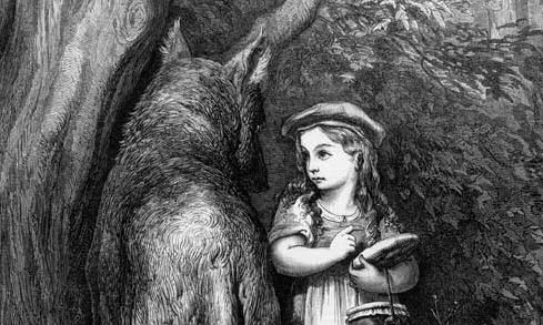 Gustave Dore, Red Riding Hood Meets the Wolf
