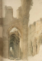 Turner, Kirkstall Abbey south aisle and nave, detail